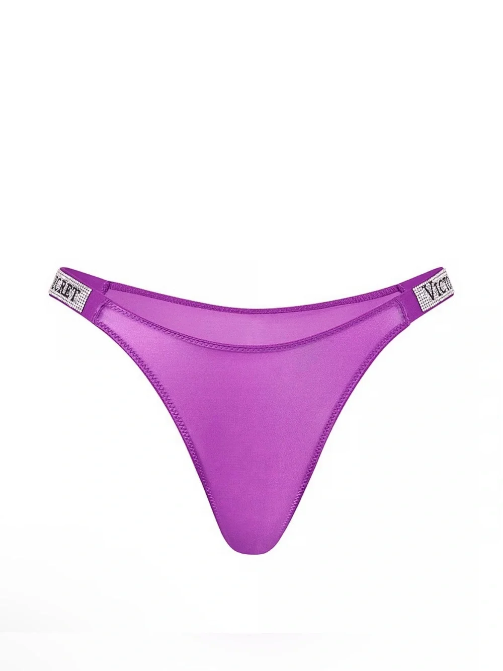NWT 🚨 Victoria's Secret Swim Radiant Purple Satin Bikini Panty Logo Shine
